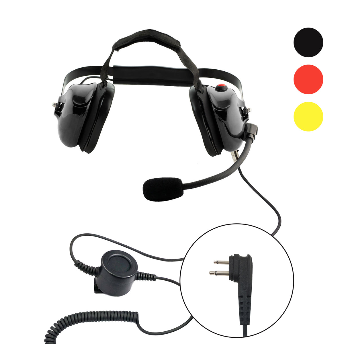 Dual-Muff Racing Headset with Boom Mic & PTT Cable | M10 2-Pin | For M ...